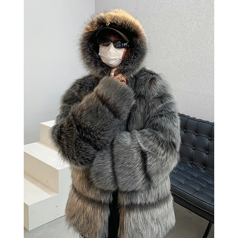 

Men's Warmth Cotton Jaet Coat Fur Collar Tassel Thiened Casual Cleanfit Polyester Fiber Coat Youth ular Loose Sle