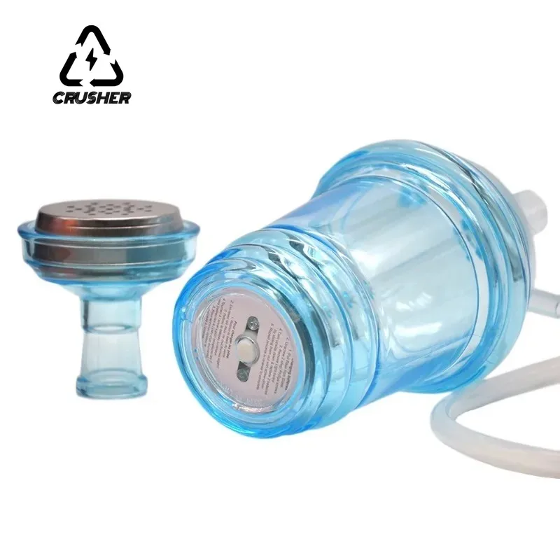 CRUSHER Cute Car Acrylic Hookah Smoking Cup with LED Light Metal Tobacco Bowl Water Pipe Narguile Complete Portable Party Shisha