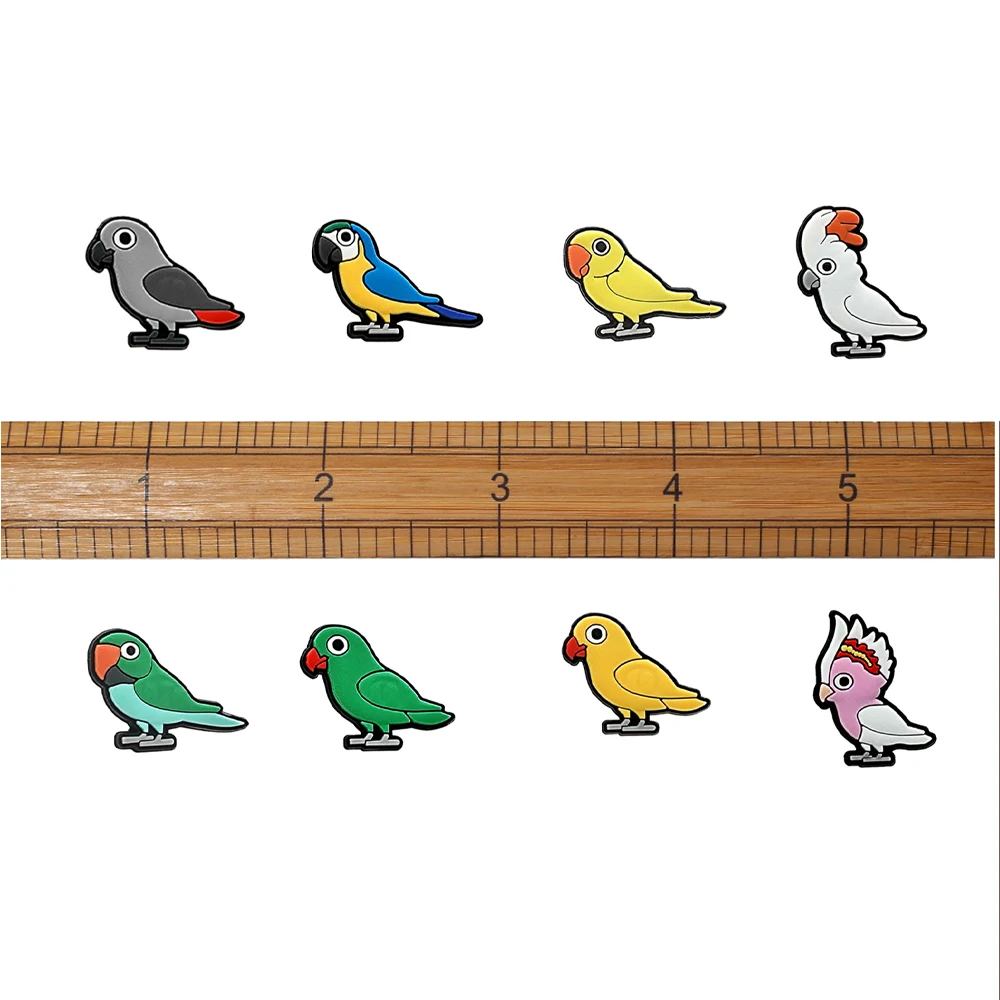 Single sale 1pcs Cute Parrot PVC shoe Charms Accessories Decoration Buckles Classic Clog Fit Bands Bracelets