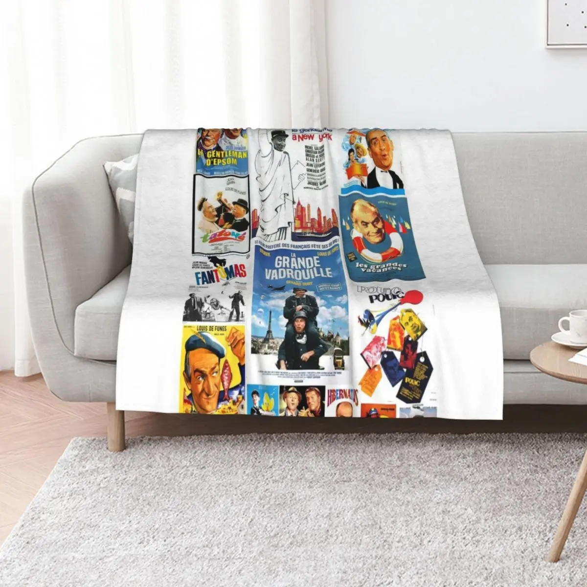 Louis de Funes movie poster compilation Throw Blanket Luxurious Soft Fuzzy Blanket for Sofa Bed