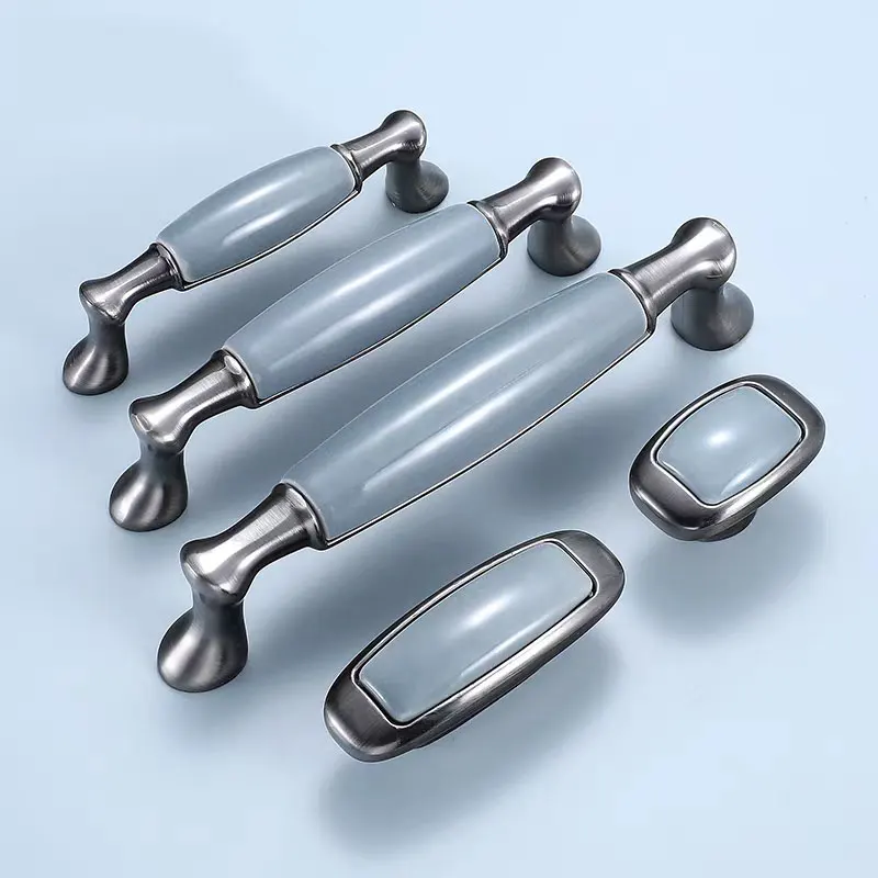 Blue Ceramic Cabinet Handles Creative Drawer Dresser Knobs Modern Simple Kitchen Cupboard Wardrobe Pulls Furniture Hardware