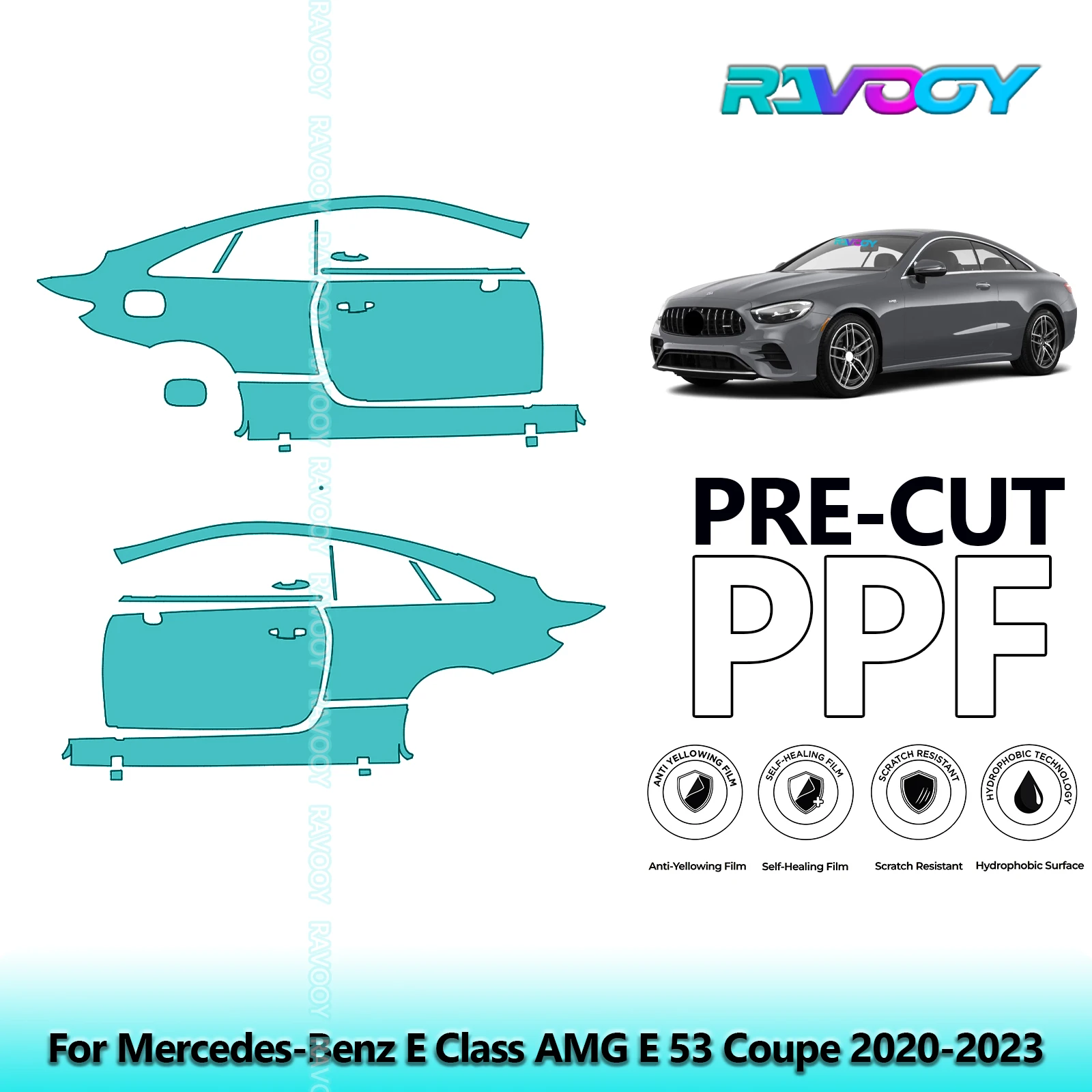 

For Mercedes-Benz E Class AMG E 53 Coupe 2020-2023 8.5mil Pre-Cut PPF Door & A/B Pillar Kit TPU Paint Protection Film Set