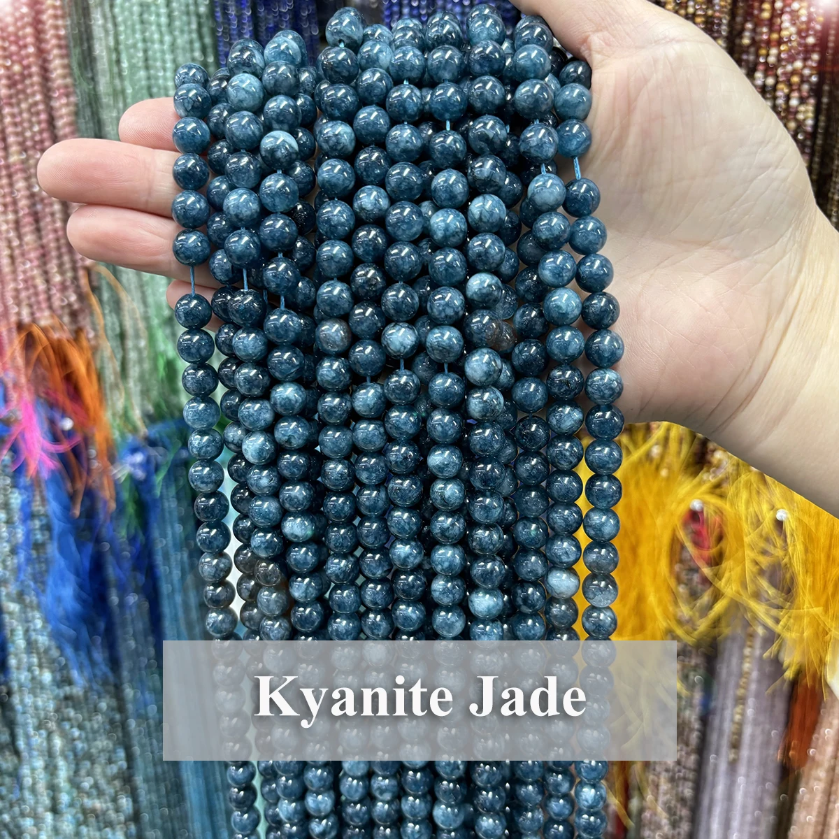 Natural Kyanite Jade Loose Beads for Jewelry Making 6 8 10mm Round Gemstone Beads for DIY Bracelet Necklace Jewelry Accessories