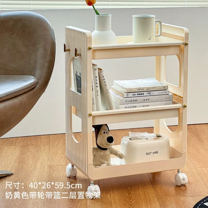 

Bedside Organizer Caddy Rolling Cart with Wheels Multi Tier Storage Shelf Bedroom Kitchen Snacks Nursery Narrow Space Saving
