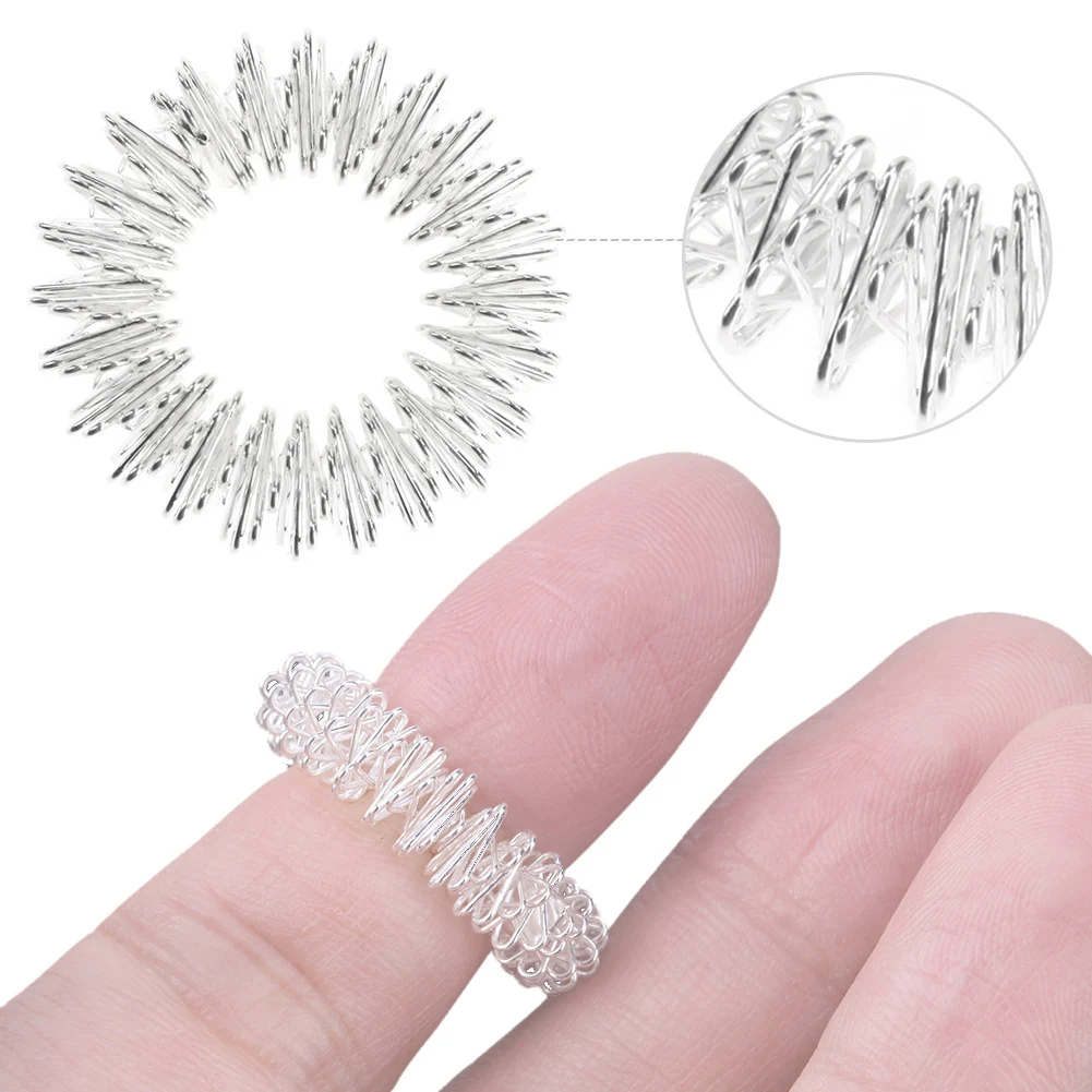 Finger Acupoints Massage Ring Stainless Steel Relax Finger Massager Blood Circulation Finger Relaxation Massage Ring Health Care