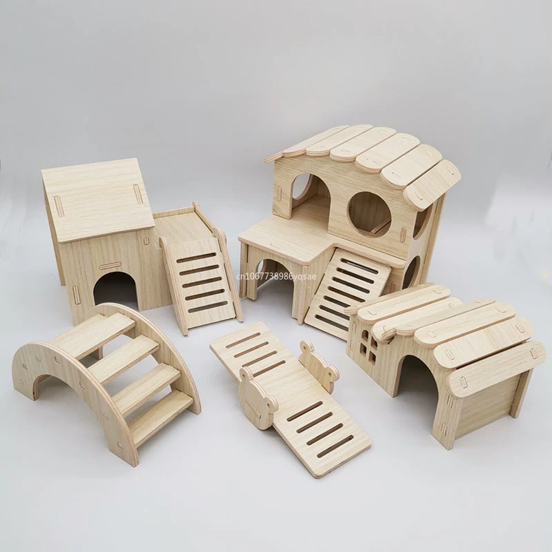 1Pcs Hamster Wood Shelter Hedgehog Wooden House Golden Bear Wooden Nest Dutch Pig Bedroom Rutin Chicken House Small Pet Supplies