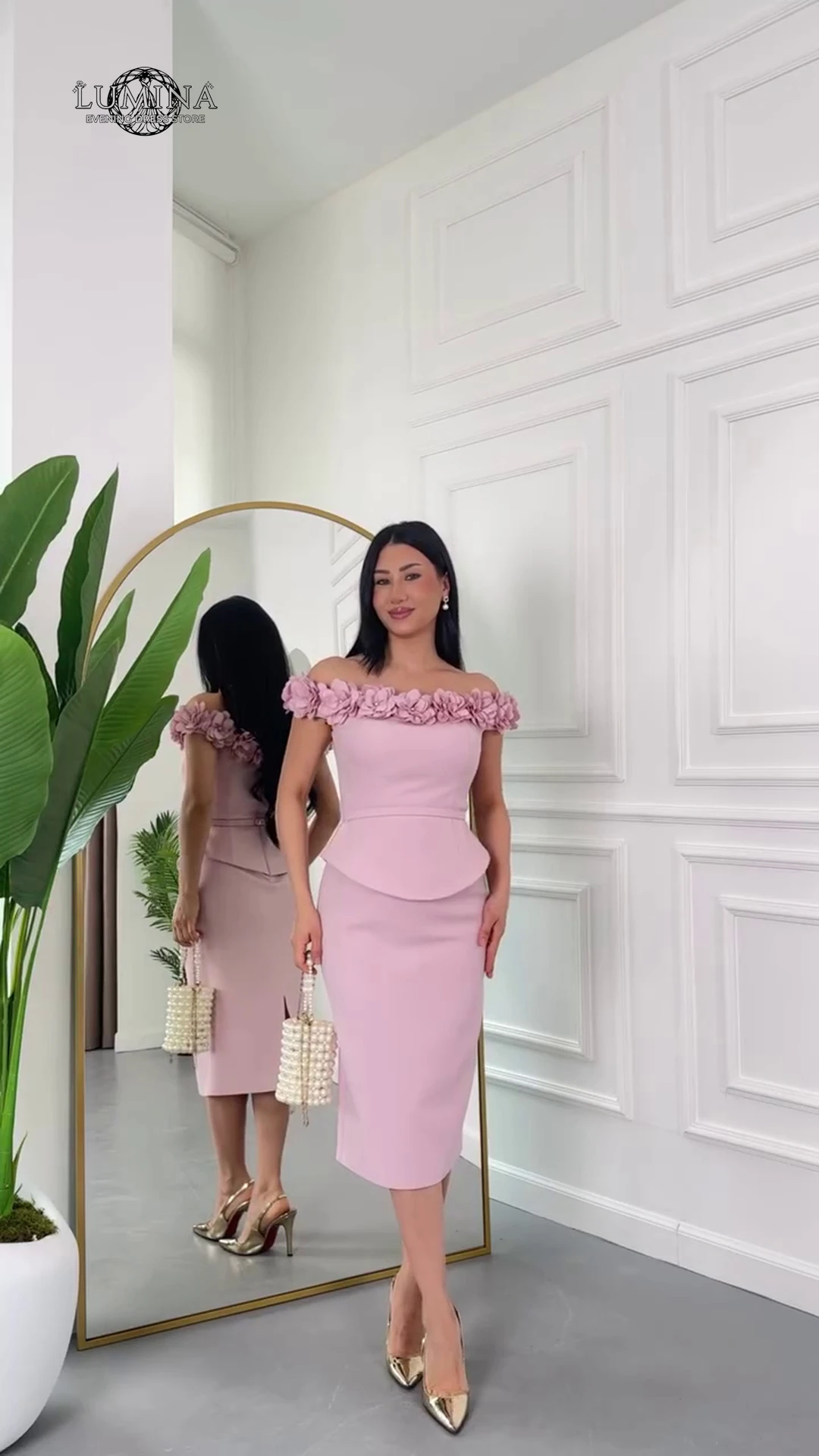 

Lumina Fishtail Skirt Elegant Dresses for Night Party Woman Card Shoulder Bespoke Occasion Dresses Medium Length Custom Made