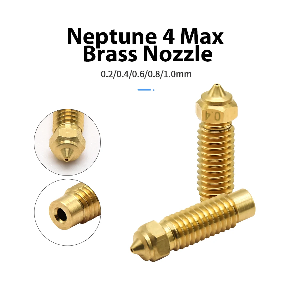ความคิดสร้างสรรค์ทองเหลือง 3D เครื่องพิมพ์หัวฉีดสําหรับ Neptune 4 Plus หัวฉีดทองเหลืองความเร็วสูงหัวฉีด 0.2 0.4 0.8 1.0 มม.หัวฉีดสําหรับ Neptune4 Max