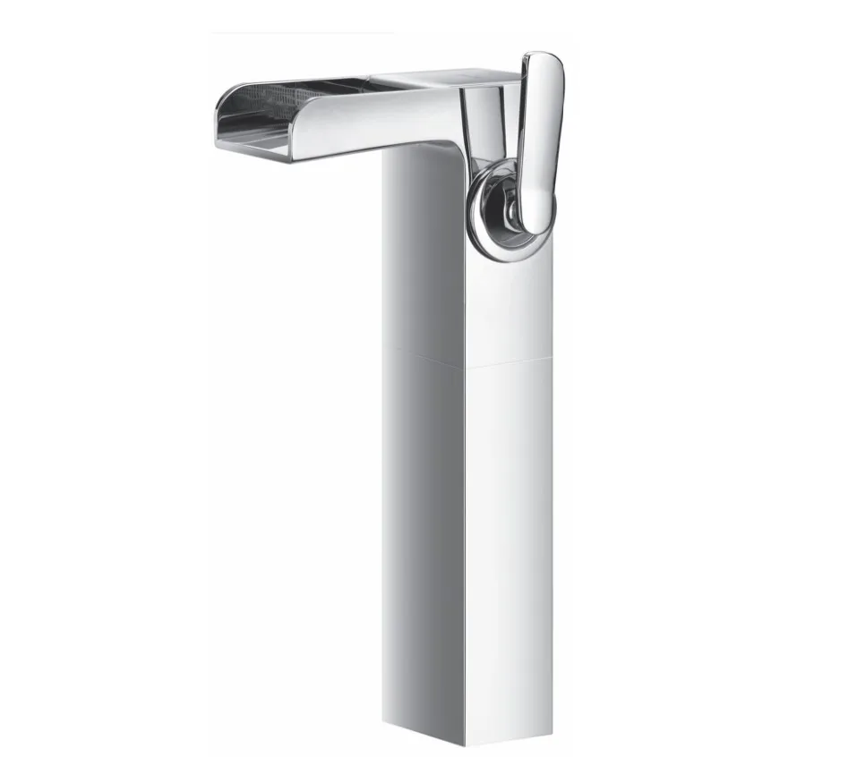 

Современный латунный смеситель для раковины с одним отверстием, высокий смеситель для горячей и холодной воды в стиле водопада для отеля