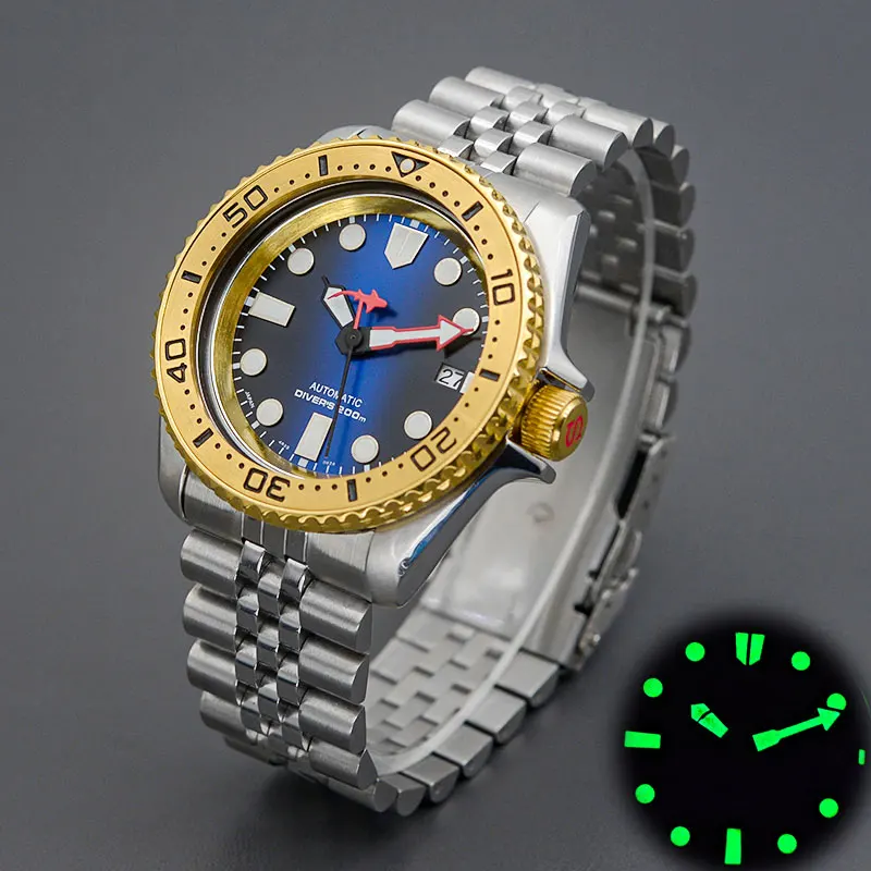 Relógio de vidro safira impermeável SKX007 masculino, movimento automático, aço inoxidável 316L, Seiko, NH36, 200m, novo design