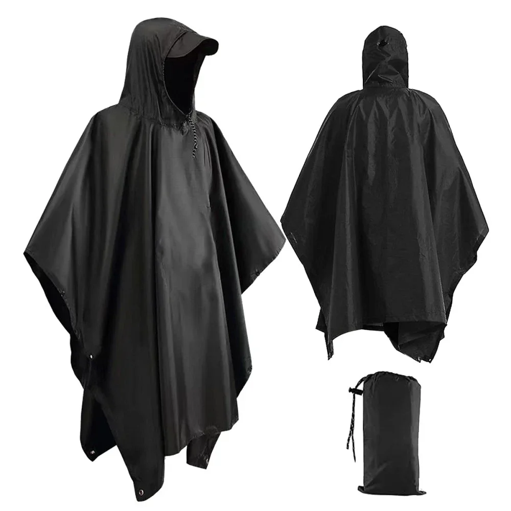 1 Stück 3-in-1-Regenponcho aus 210T PU-Polyester für Wanderungen, Camping und Angeln, Maße 145x107 cm