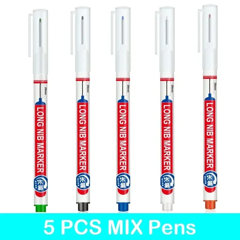 1/5 PCS 20mm Deep Hole Long Nib Multi-Purpose Tip Markers for Metal Perforating Pen Woodworking Decoration Art Supplies