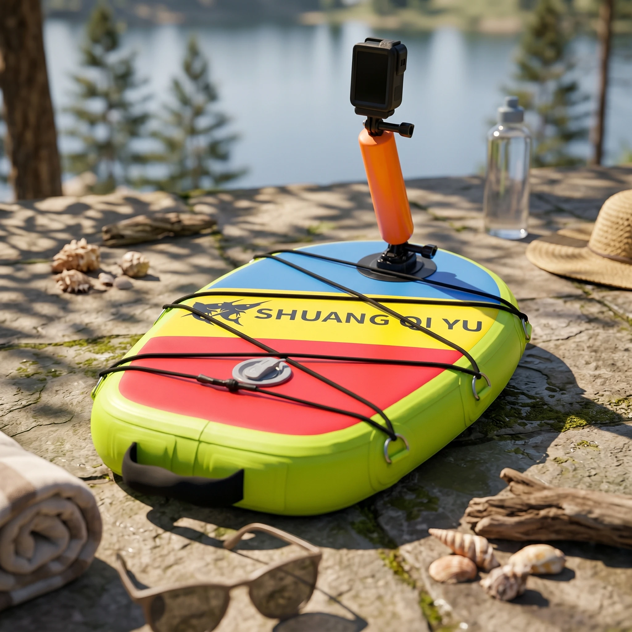 Camera Mount Board Lightweight Inflatable Floating Board Water Play Item Multicolor Vibrant Green
