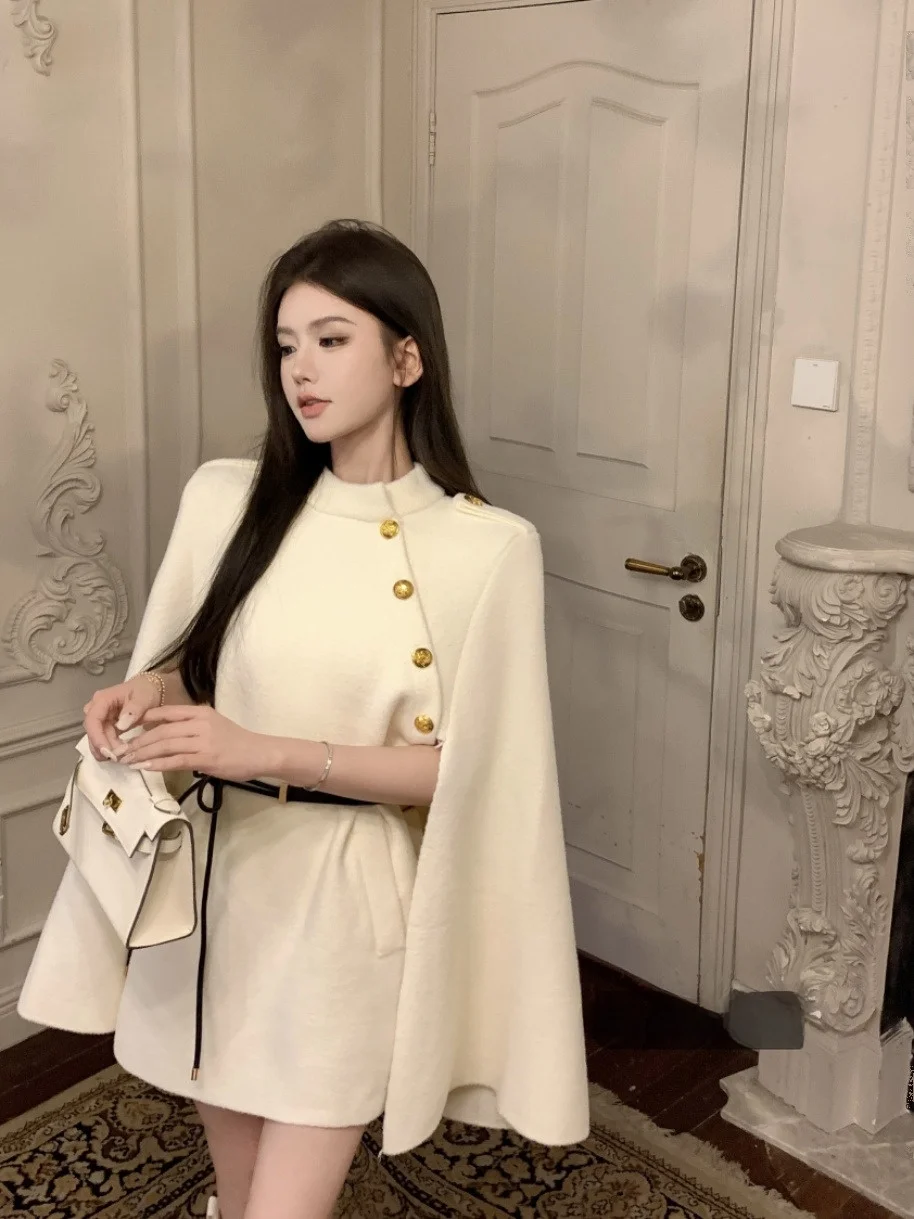 

Ele Bla шерстяное пальто женское свободное пальто корейский с высокой талией длинный све с застежкой на одной пуговице чистый цвет