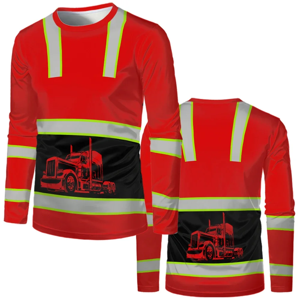 Construction workers uniforms men's casual casual loose shirt classic the neck long sleeve tops comfortable and breathable work image 6