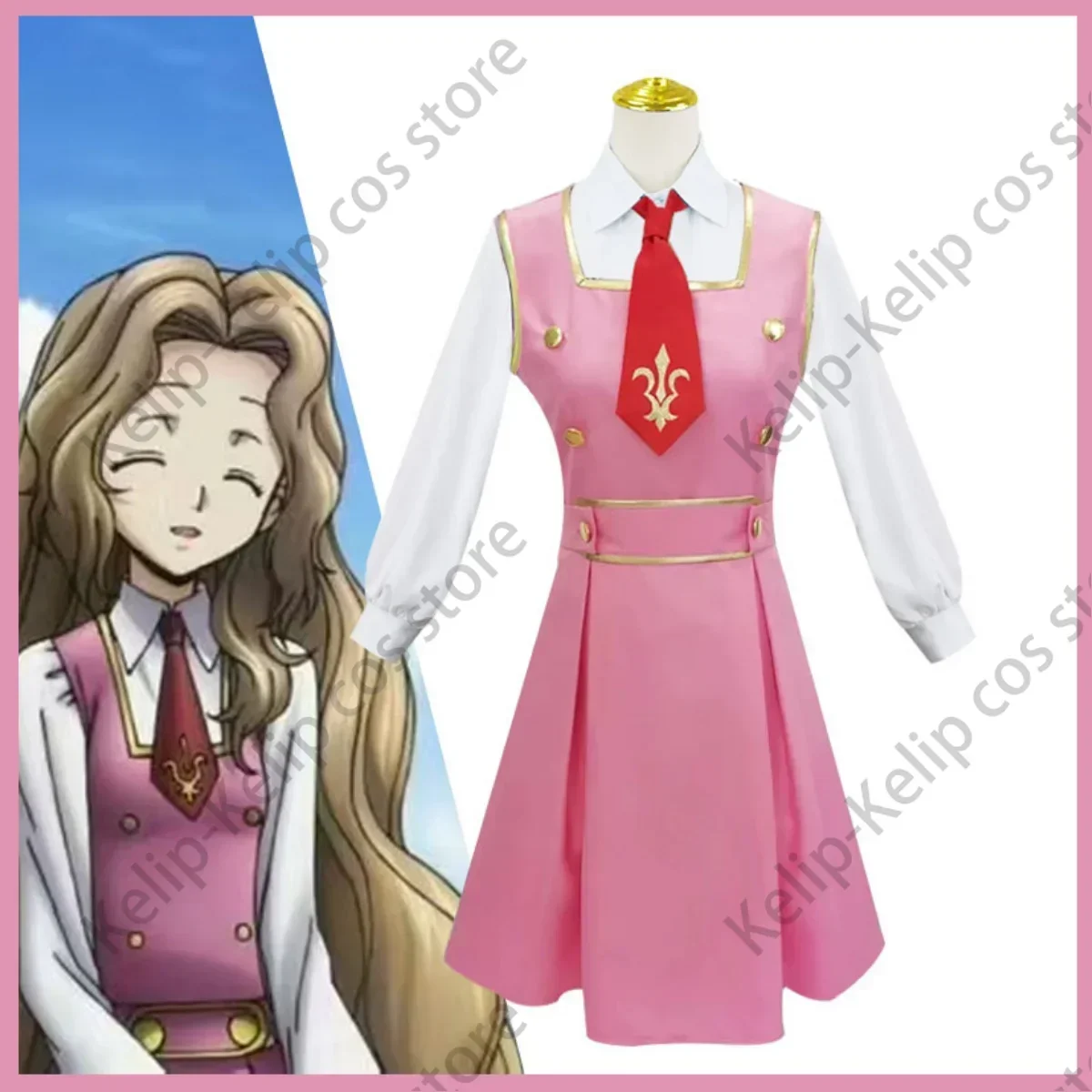 Anime Code Geass Lelouch of The Rebellion Nunnally Vi Britannia Lamperouge Cosplay Costume Wig Pink Dress Woman Kawaii Suit