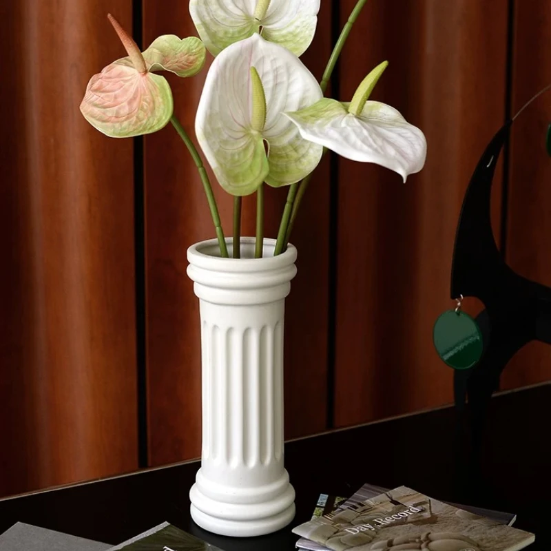 Roman Column Vase Ceramic Ornament Nordic Creative Home Decoration Vases Ваза Jarrones Decor Горшок Для Цветов Decoration Maison
