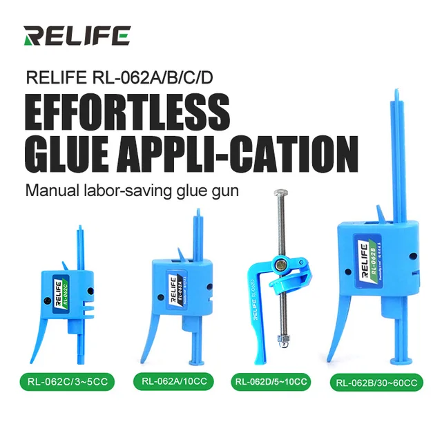 RELIFE RL-062D ręczne pistolet do kleju do 5 cm3 ~ 10 cm3 z kroplówką i igłą do spawania, pomocnicze narzędzie siłowe do popychacz do spawania, wzmacniacz oleju