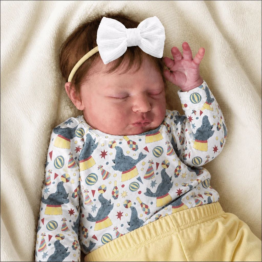BZDOLL Closed Eyes Sleeping Reborn Doll 19Inch 48cm Full Vinyl Body Hand-Rooted Hair Baby Toy For Daily Play & Hobby Collection