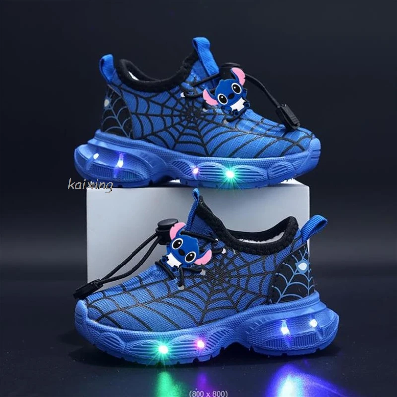 New Children\'s Led Light Shoes Fashion Mickey Minnie Stitch Kids Sneakers Spring Autumn Boys Sport Shoes Anti-slip Girls Shoes