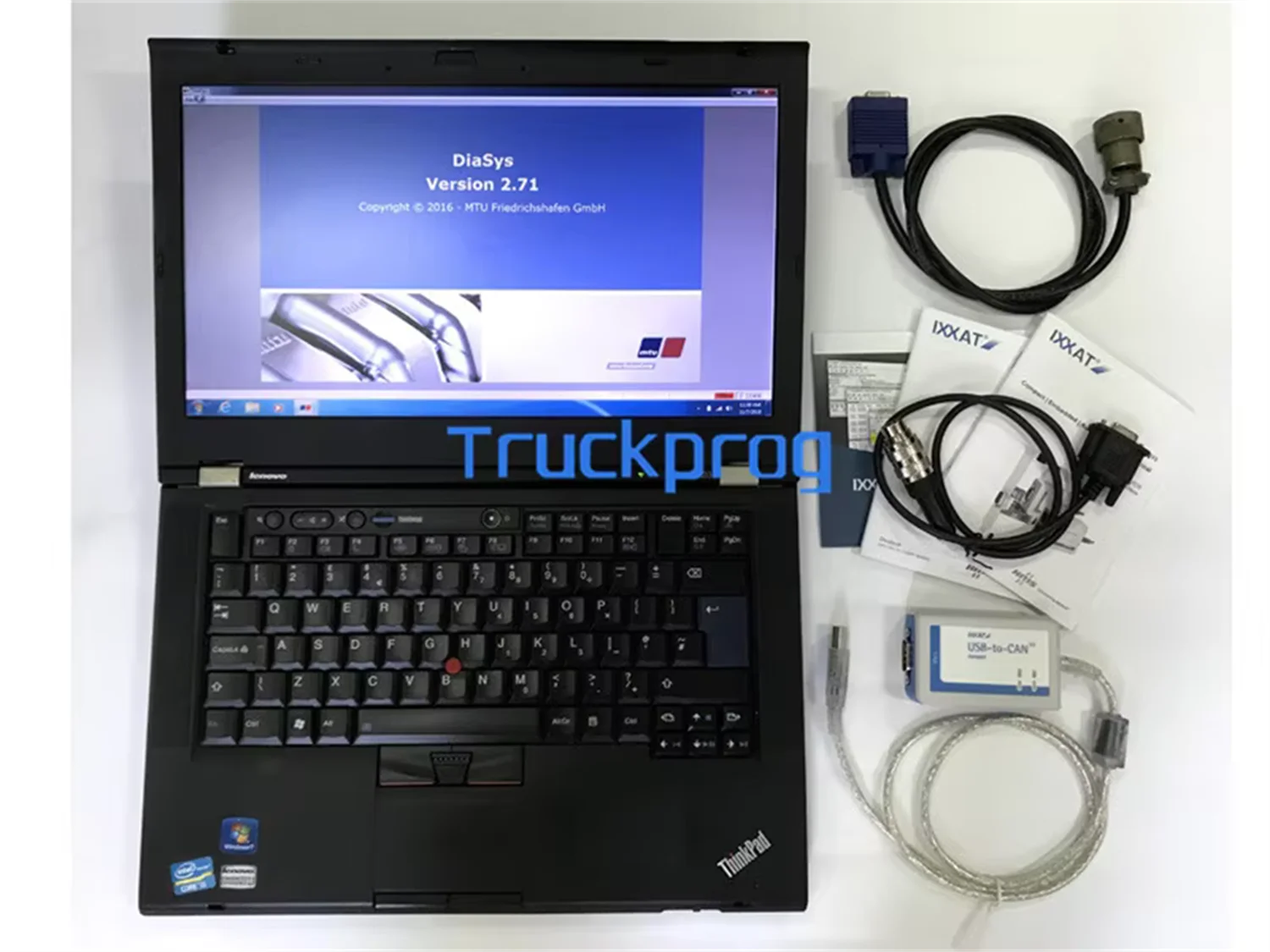 For MTU USB to CAN V2 COMPACT IXXAT Diagnostic tool+ MDEC ADEC Cable Diesel MTU DiaSys Truck Engine Diagnostic tool+T420 laptop