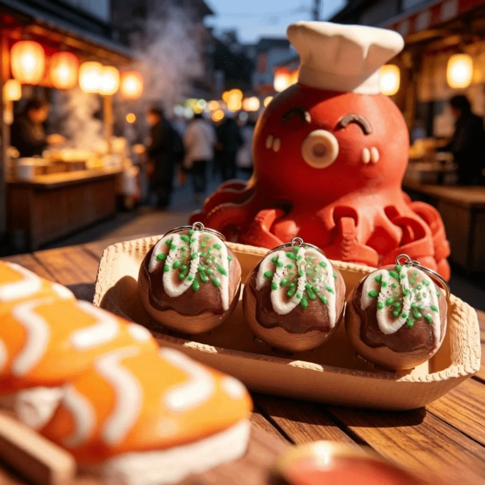Clicker Sound Takoyaki Clicker Keychain Sensory Japanese-style Keyboard Keychain Portable Fingertip Takoyaki Clicker Keyring