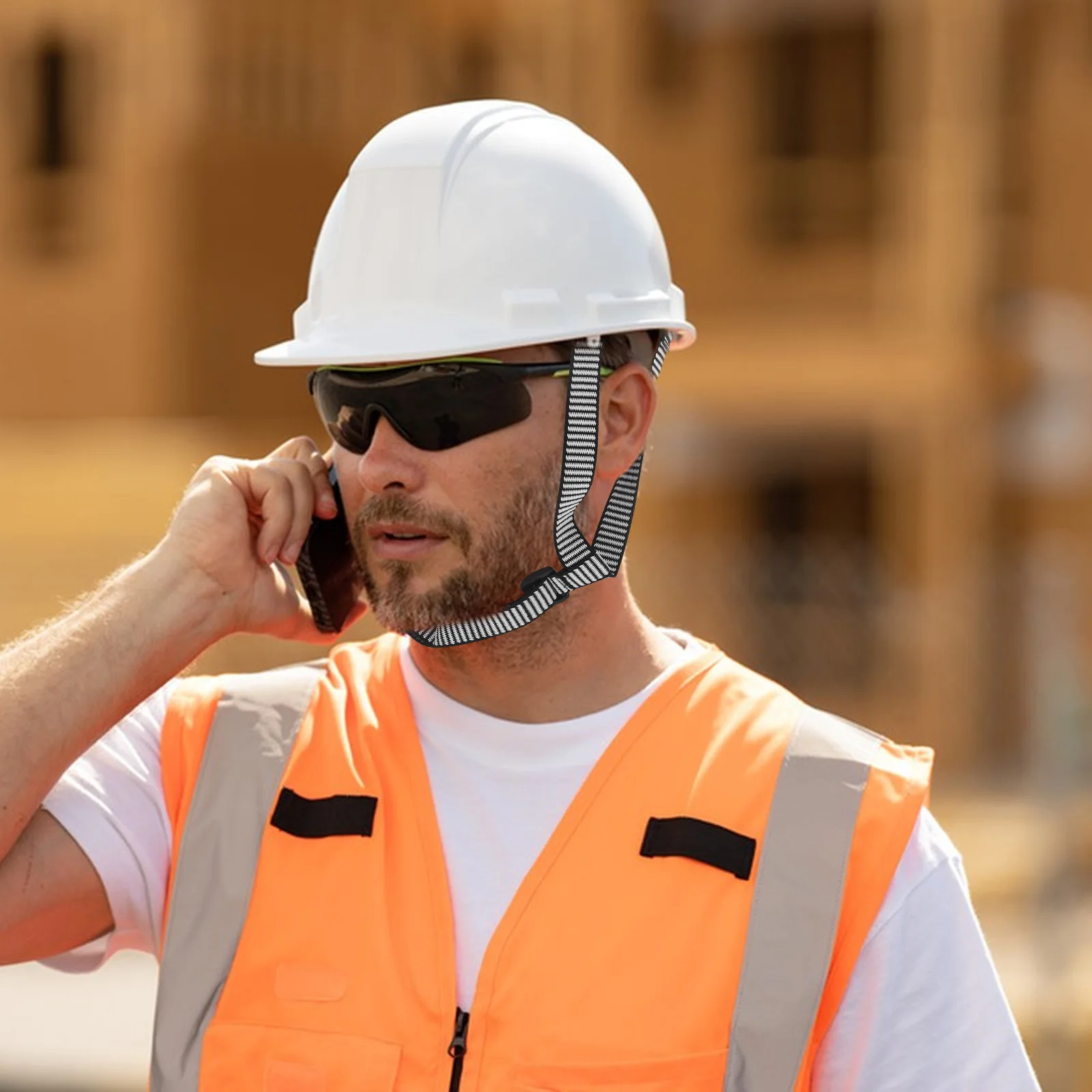 

1Helmet Chin Strap Adjustable Black ABS Ribbon Safety Helmet Construction Work Hard Hat Accessories