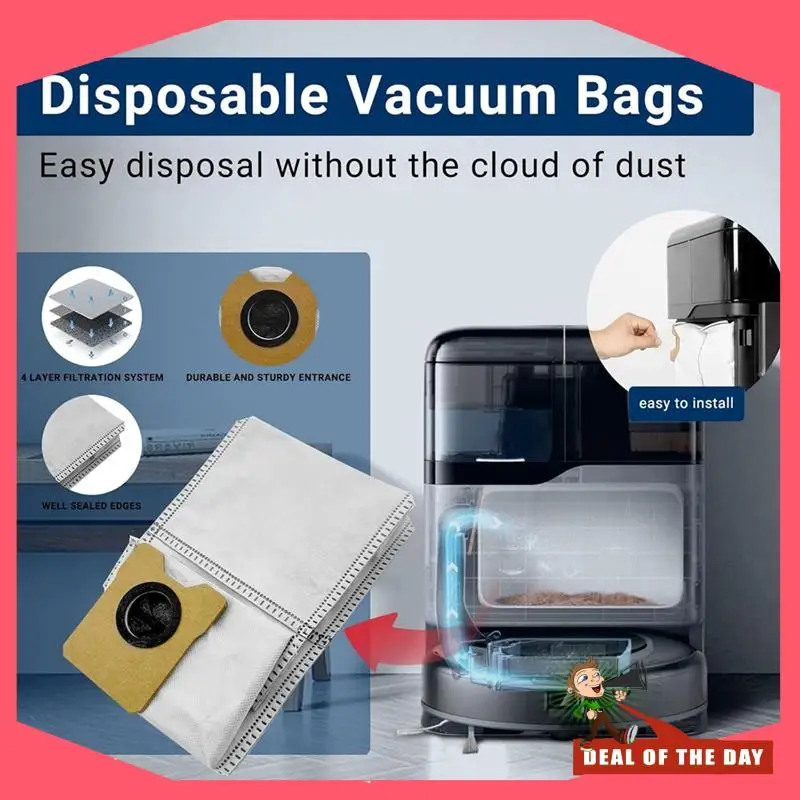 24-часовой комплект сменных аксессуаров для Eufy Omni C20: основная боковая щетка, фильтр HEPA, тряпка для швабры, мешок для пыли