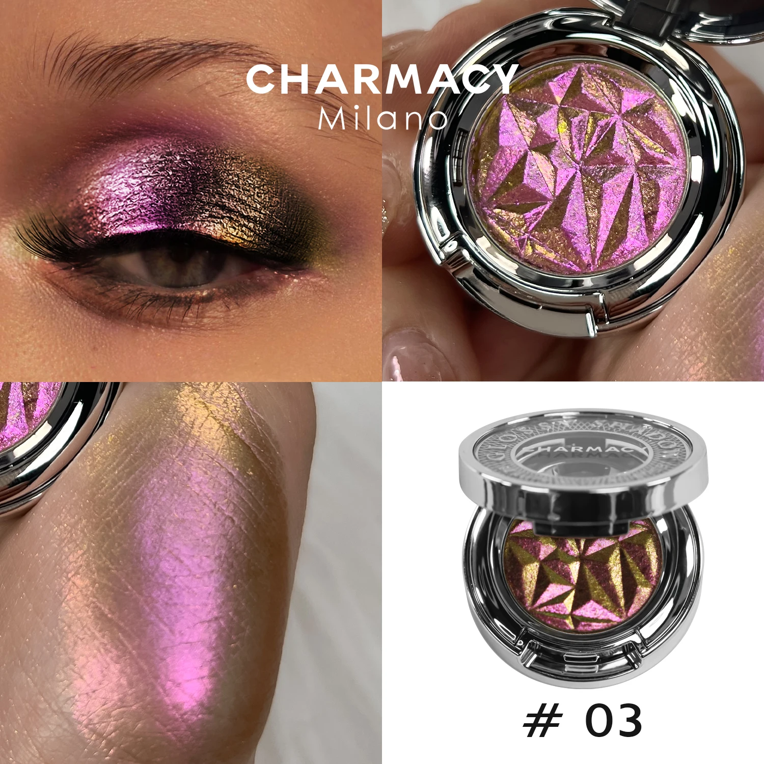 CHARMACY Duochrome Eyeshadow Palette High Quality Pigment Shadows with Glitter Long-lasting Profession Makeup Cosmetic for Women