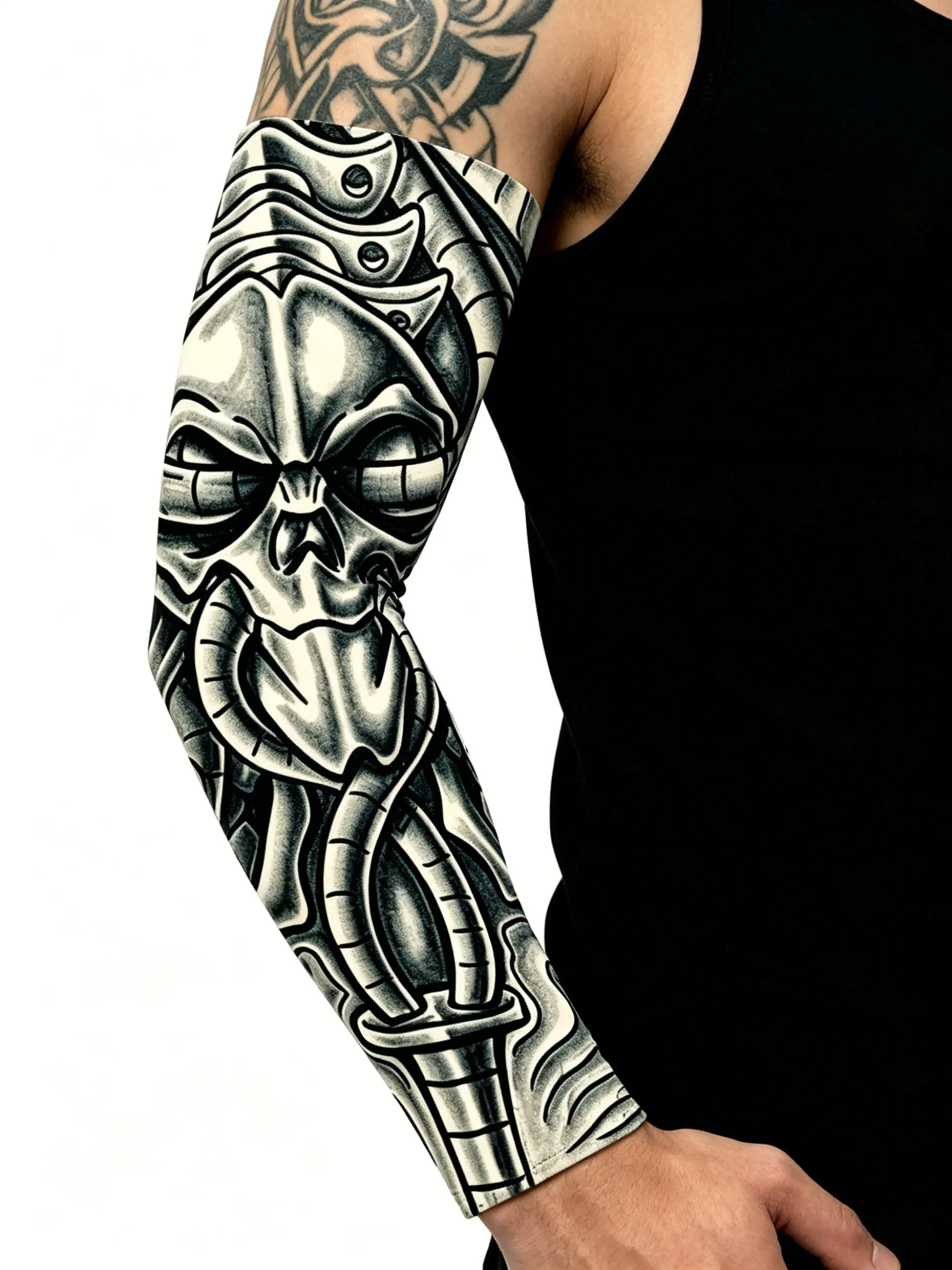Street retro art printed ice silk sleeves, with American style personalized and trendy design, can cover tattoos and decorate arms, creating an atmosphere and fashionable accessories for daily wear.