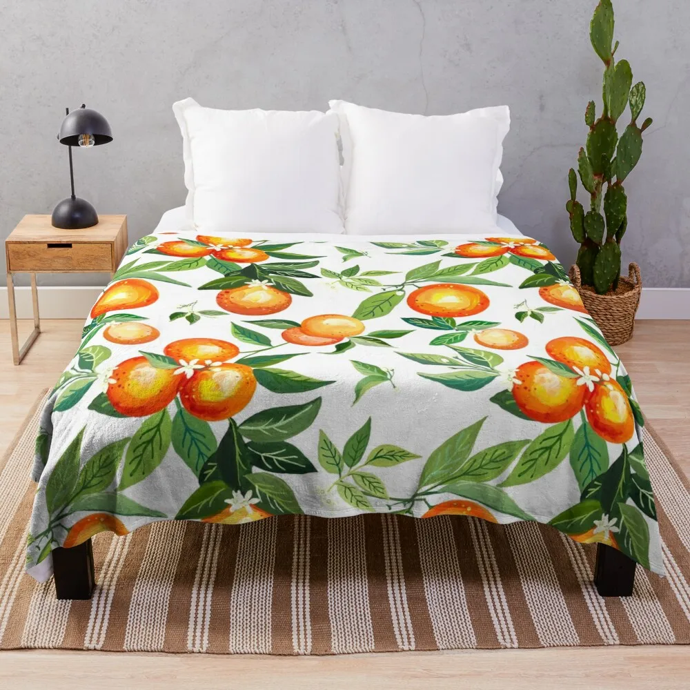 Orange Grove Garden Throw Blanket Luxury Blanket Bed covers Travel Blanket