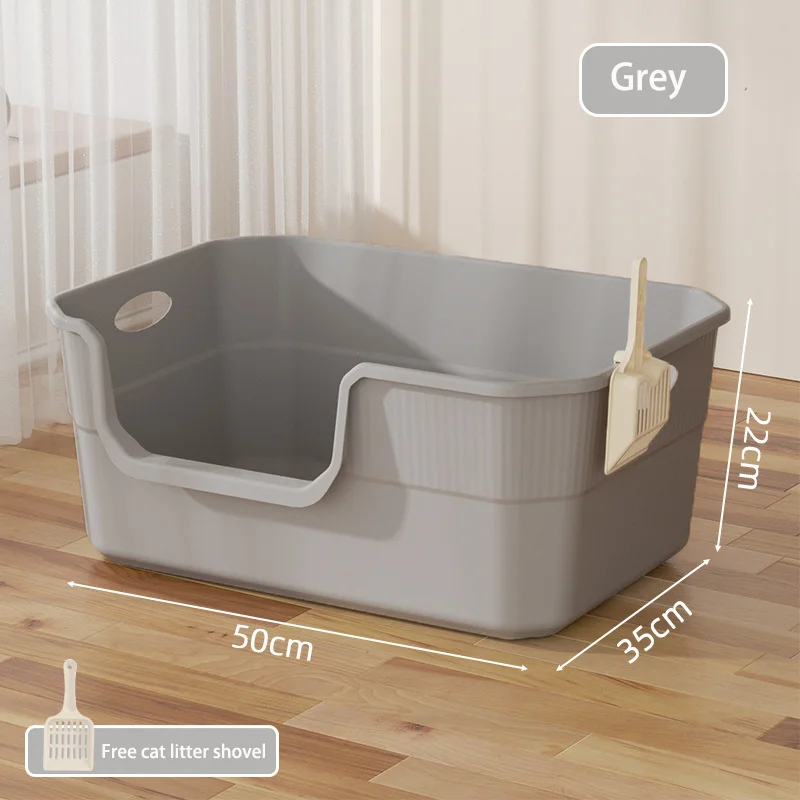 Large Cat Litter Box with Raised Sides and Shovel Easy Clean Sandbox Toilet for Cats Pet Supplies Popular Cat Essentials