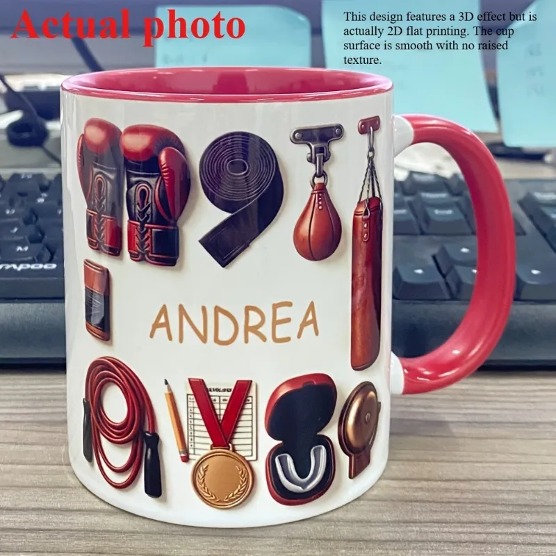 Personalized Boxing Themed Ceramic Mug, 2D Heat Transfer Printing Process Coffee Cup As A Gift for Fitness Athletes