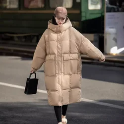 Warm Women's Winter Coat 90% White Duck Down Oversize Puffer Coat  Hooded Vintage Thick Warm Fashion Long Fluffy Down Coats