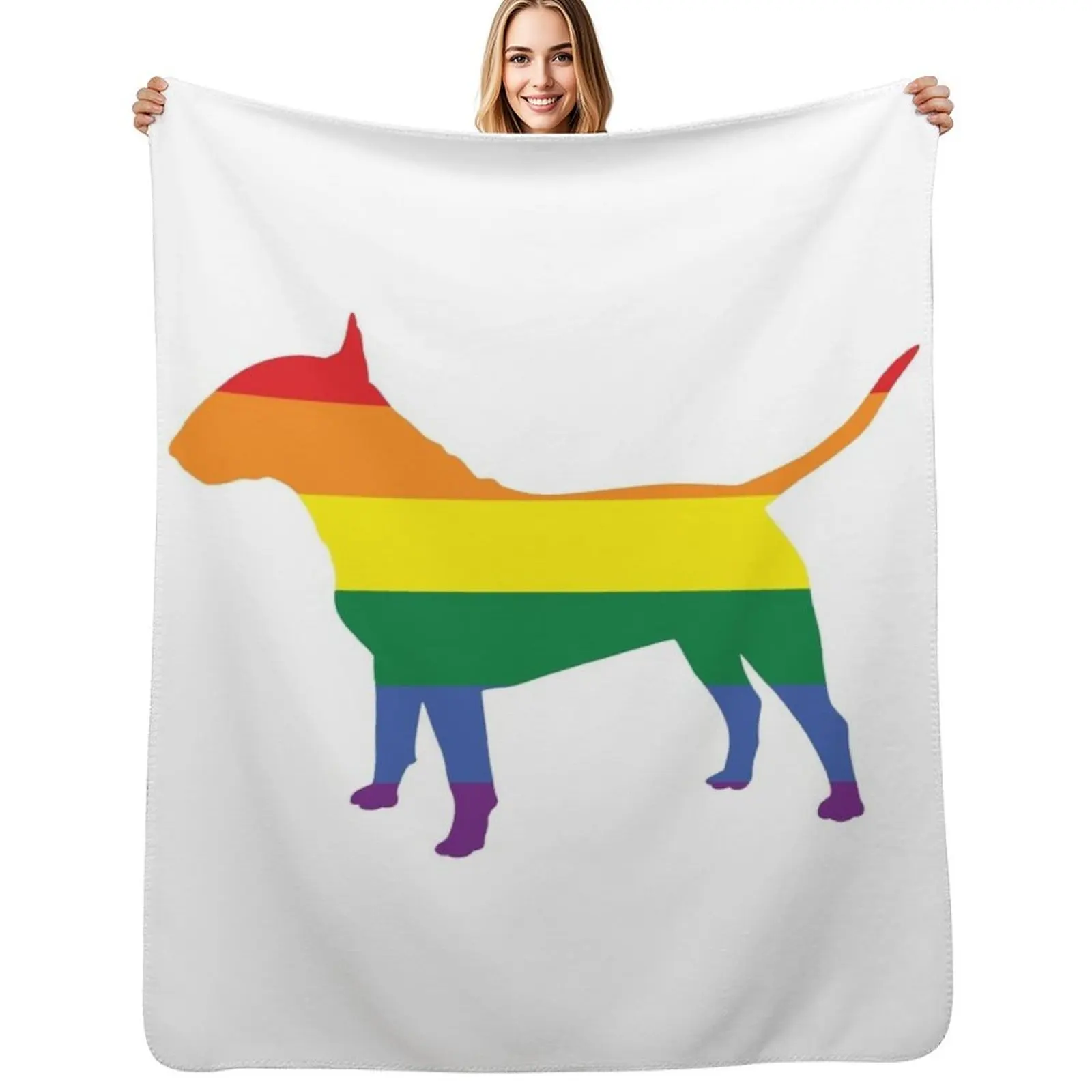 

bull terrier pride flag Throw Blanket Stylish Decor Blanket Gift for Friends Roommate