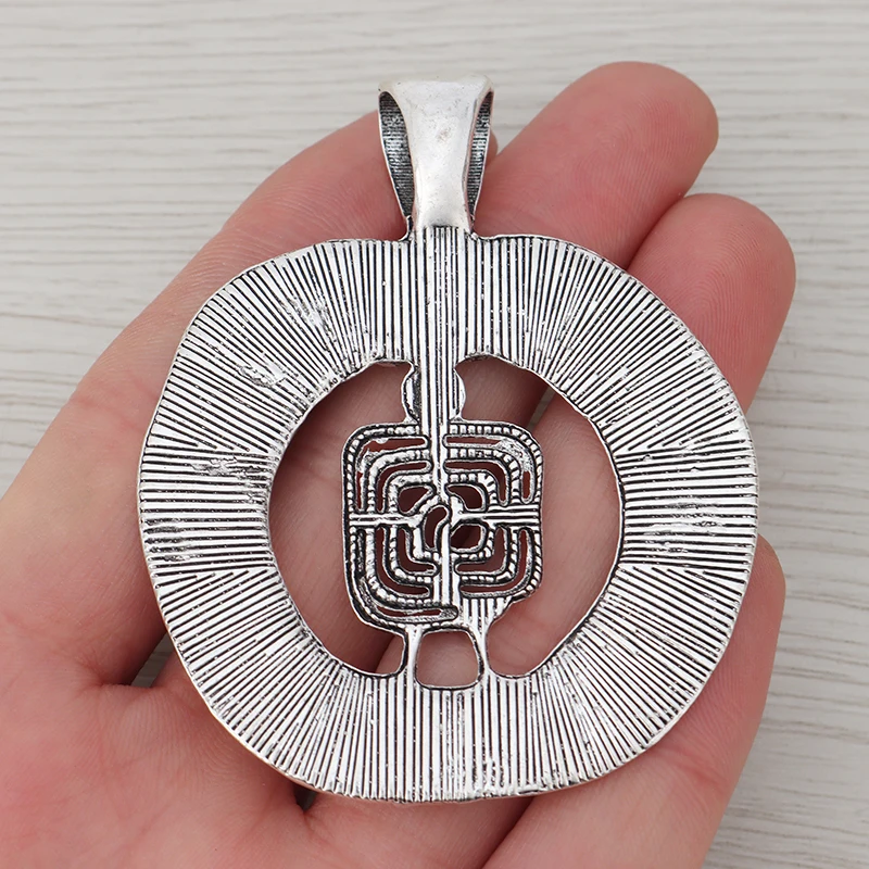 2 x Tibetan Silver Large Tribal Boho Swirl Spiral Style Charms Pendants for Necklace Jewelry Making Findings 71x56mm