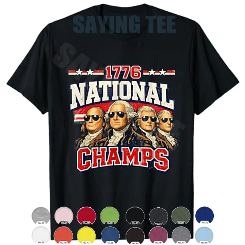 1776 National Champs Lustiges Patriotisches Amerika-Gründungs-Väter-T-Shirt Herrenmode Patriotisches Geschenk zum 250. Jahrestag für die USA – Detail 9