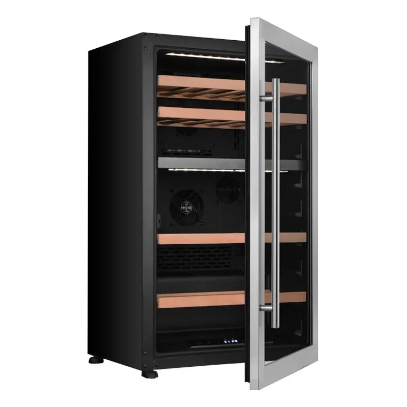 

New Trends Patented Hidden Door Hinge Memory Temperature Control Wine Display Fridge Dual Zone Wine Fridge Refrigerator House