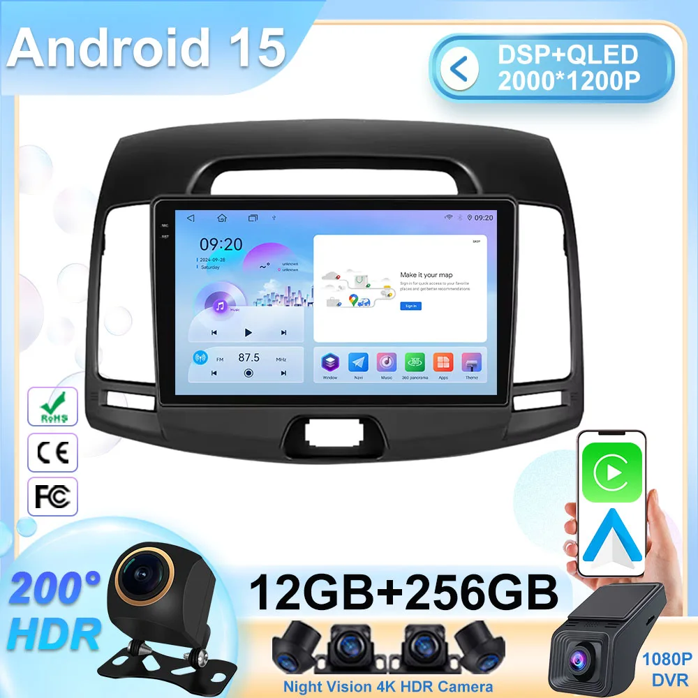 

Car Android 15 For Hyundai Elantra 4 HD 2006 - 2012 Multimedia Stereo Radio Video Player GPS NAVI Head Unit QLED 4G WIFI BT 2DIN