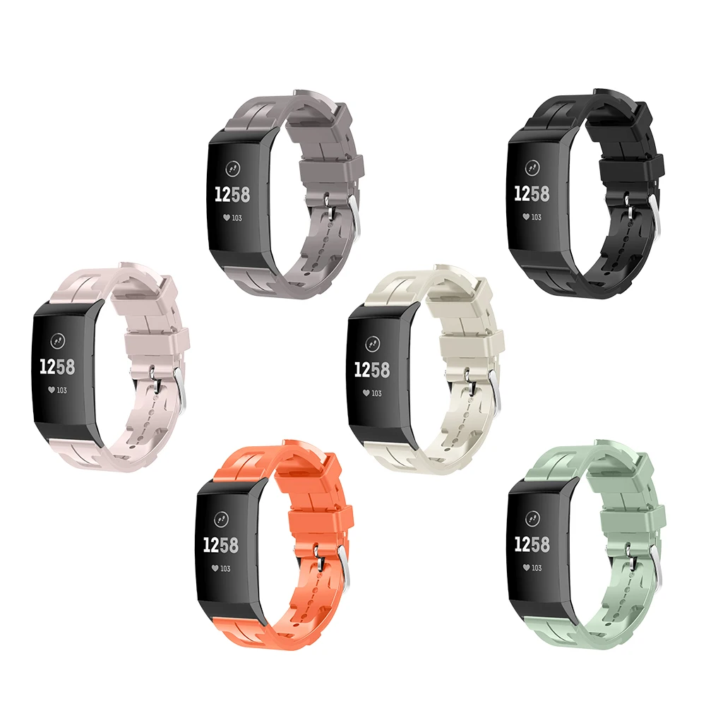 For Fitbit Charge3 Charge4 Charge5 Woven Pattern Silicone Watch Strap Quick Release Soft Lightweight Smart Watch Band Man Woman