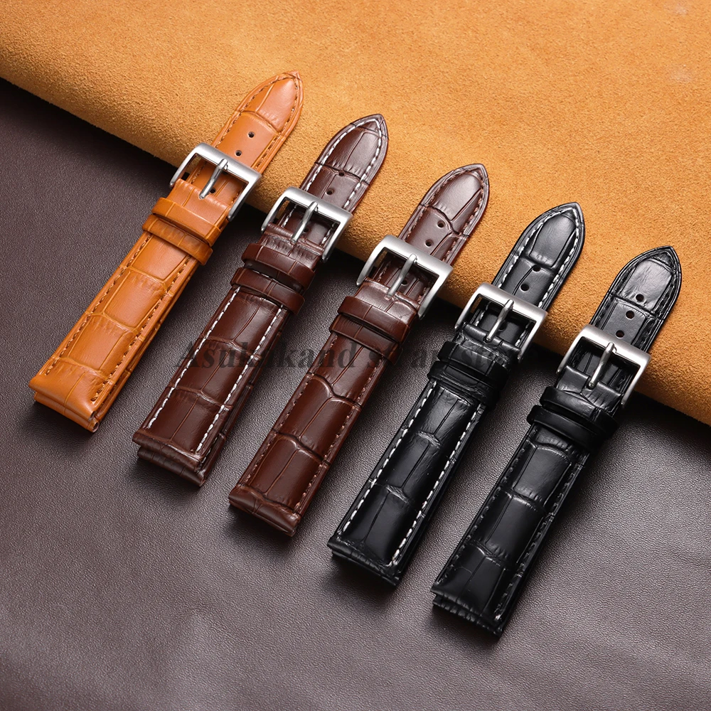 10/12/13/14/15/16/17/18/19/20/21/22/23/24mm Bamboo Leather Watch Strap Universal Women Men‘s Watch Bands Soft Watch Accessories