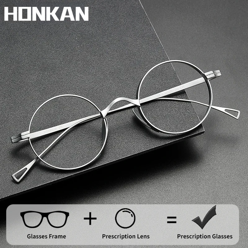 

Round Titanium Frame Anti Blue Light Optical Glasses Frames Men Fashion Retro Computer Prescription Eyeglasses Reading Eyewear