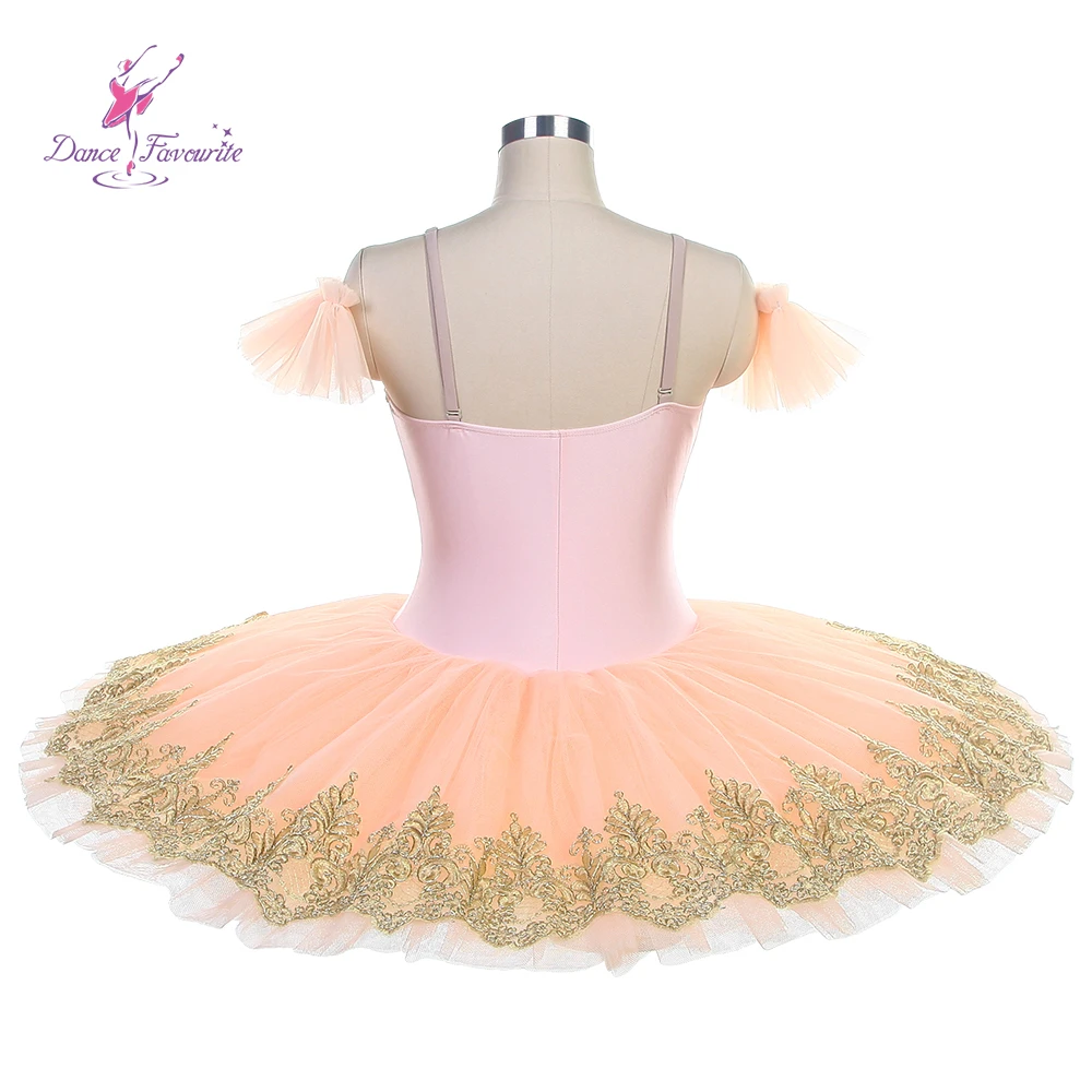 Dance Favourite Ballet Tutus BLL416 Pale pink Bodice Ballet Tutu Gold Decoration Pre-professional Ballet Costumes