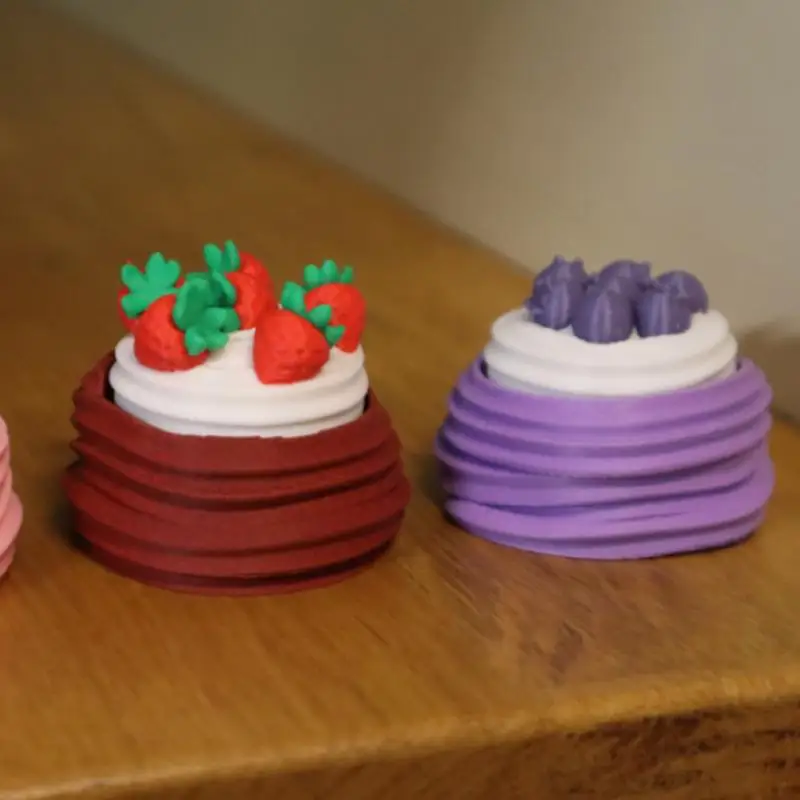 3D Printed Mini Cake Telescopic Sensory Toy Realistic Fruit Toppings Soft Texture Stress Relief For Kids Adults Home Office Pla
