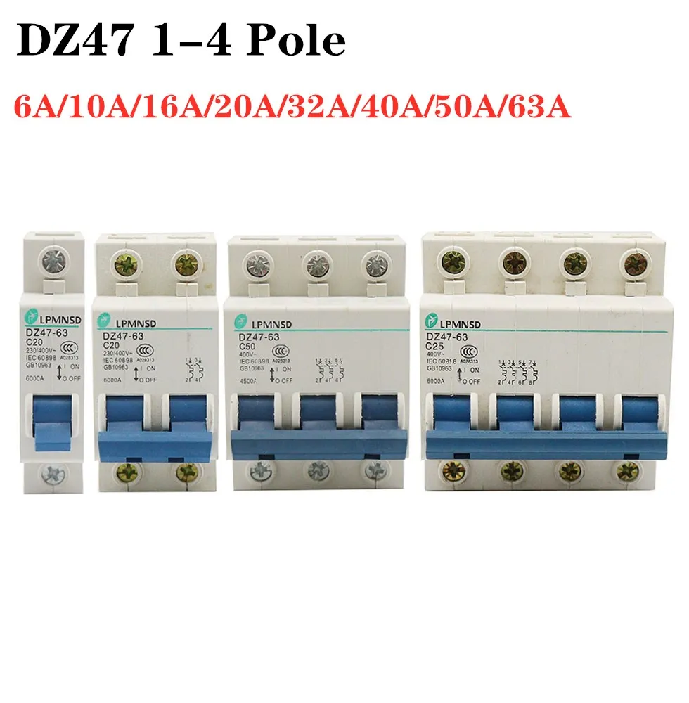 

Двигатель-разъединитель DZ47, 1-4 полюса, тип C, мини-выключатель MCB, 35 мм, выключающая способность для крепления на DIN-рейку 6KA