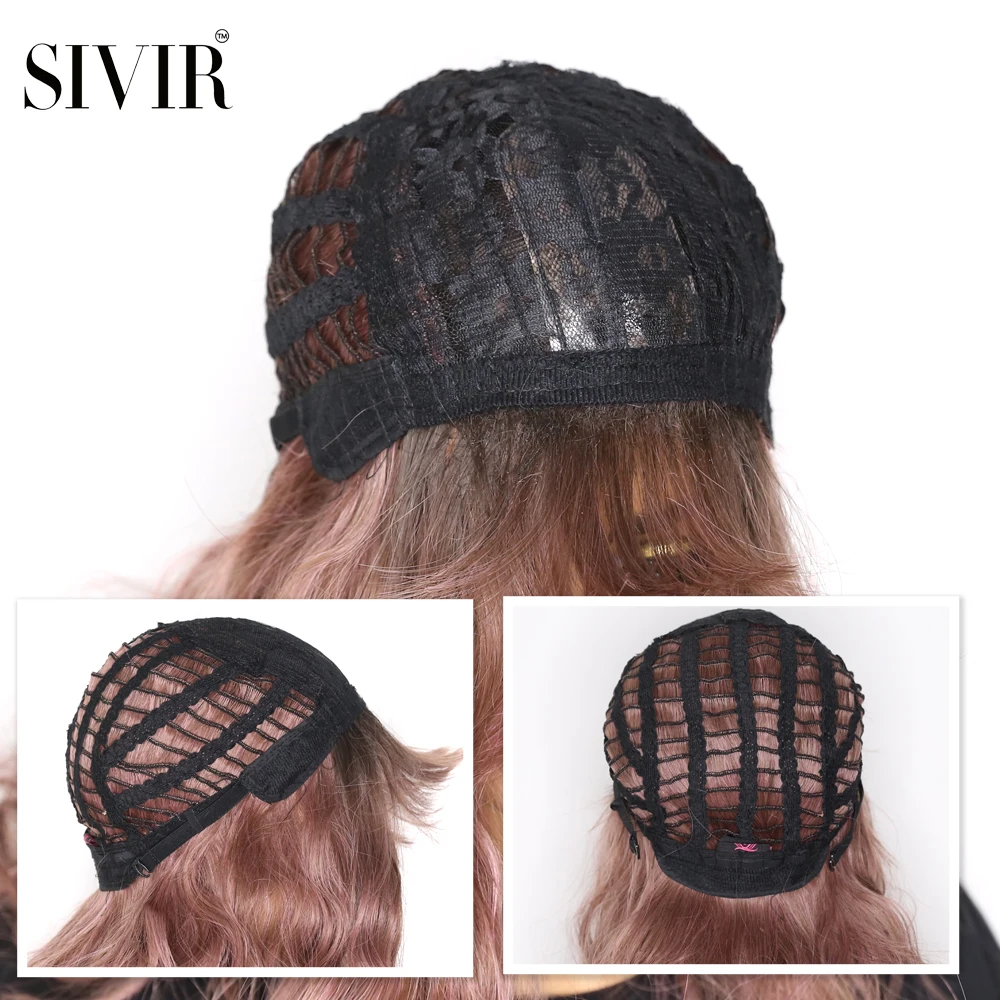 Sivir ยาวสีชมพู Ombre วิกผมสังเคราะห์ธรรมชาติผม Bangs Layered หยักผม Lolita คอสเพลย์อะนิเมะวิกผมทุกวัน24นิ้ว