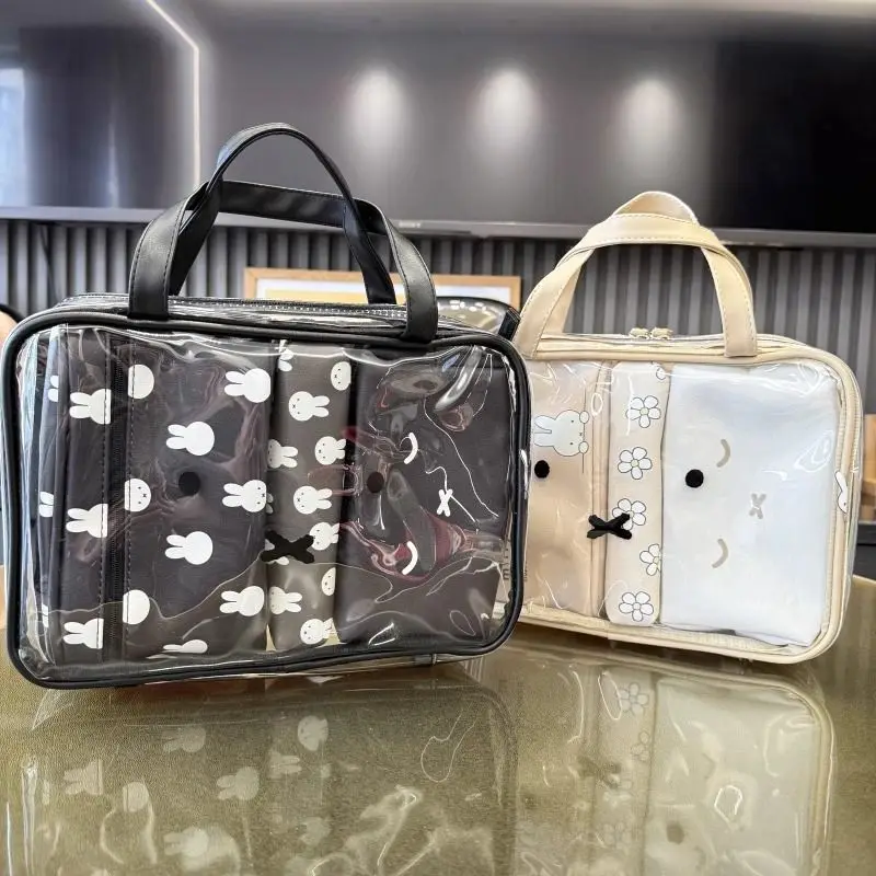 

New Kawaii Cute Miffy Rabbit Waterproof Storage Bag 4-piece Travel Portable Handbag Toilet Packaging Bag Girl Gift