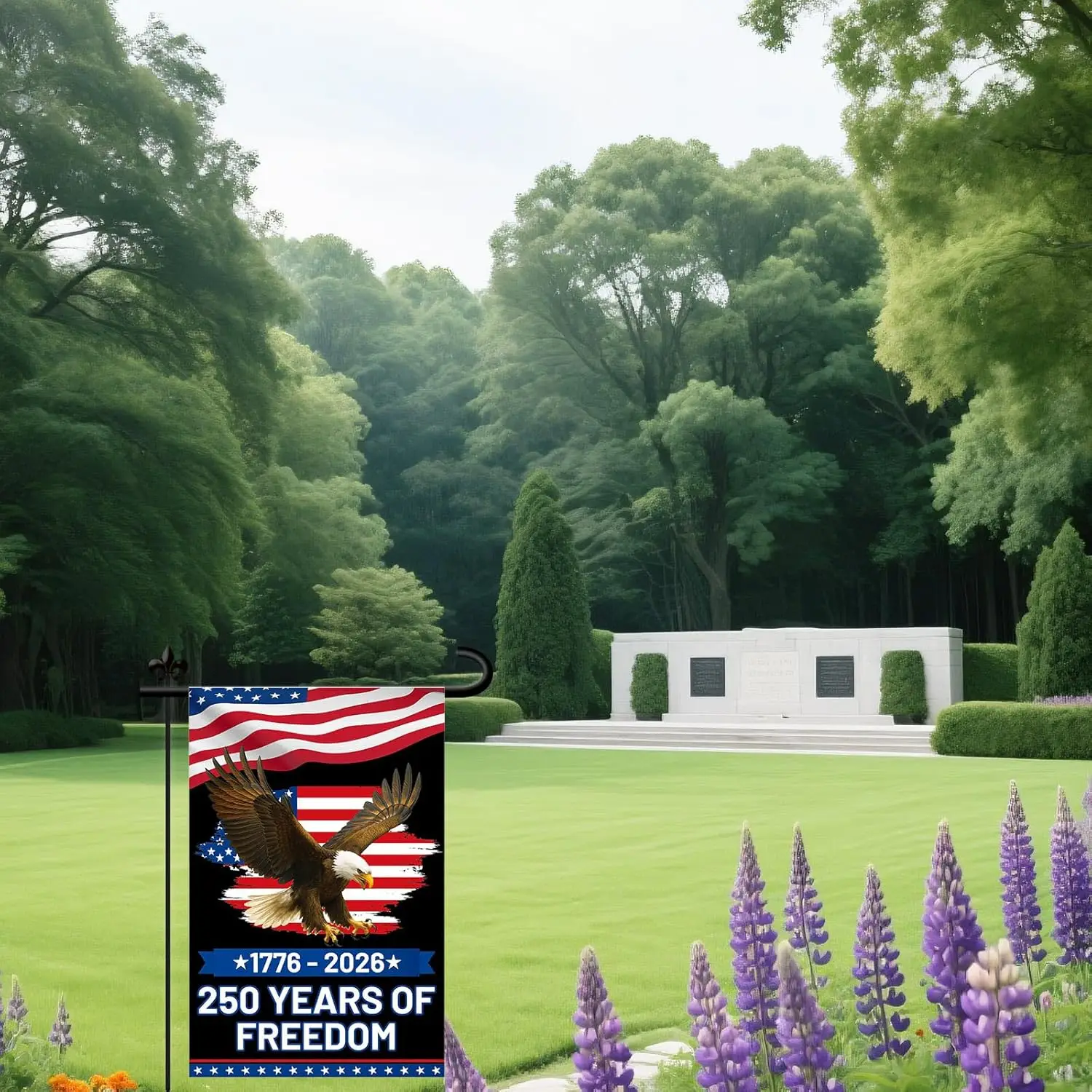 250 Years America Garden Anniversary Flag, 45.5x31.5cm/18x12.4in Linen Double-Sided 250 Years USA Patriotic Freedom Garden F EEZ