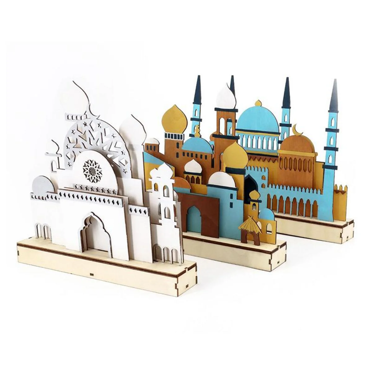 LED Night Light para o Ramadã Muçulmano, Eid Mubarak, B Decoração de madeira para casa, Partido Muçulmano Islâmico, Material para festa