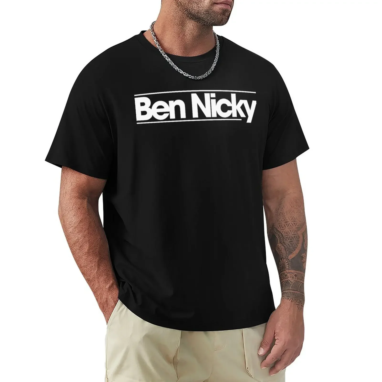 Ben Nicky - White logo Classic T-Shirt tees shirts graphic tees oversizeds tshirts for men